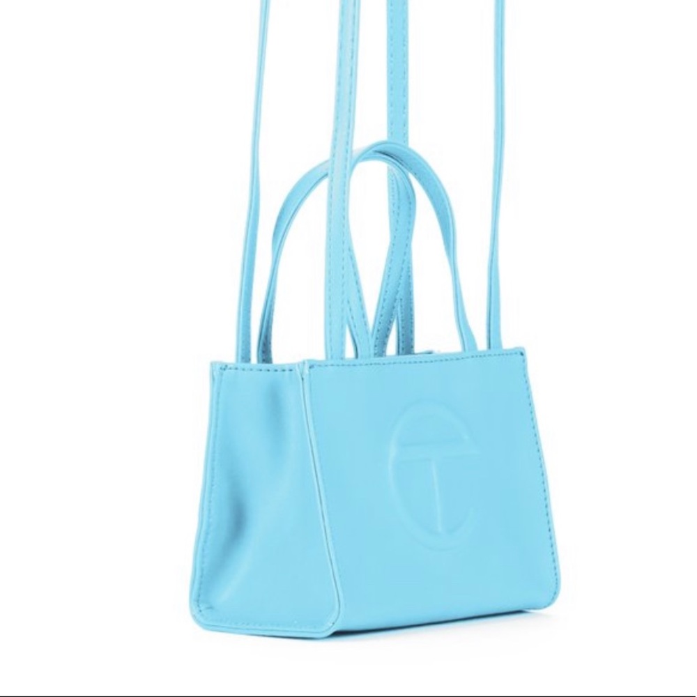 Telfar small pool blue bag